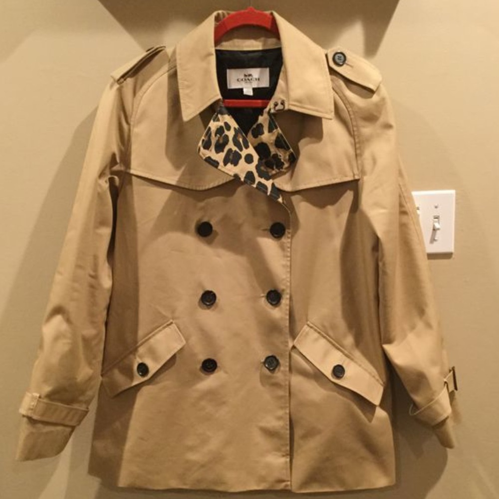 COACH Short leopard trench Large